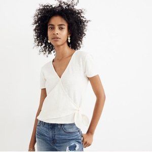 Madewell + Texture & Thread White Faux Wrap Top